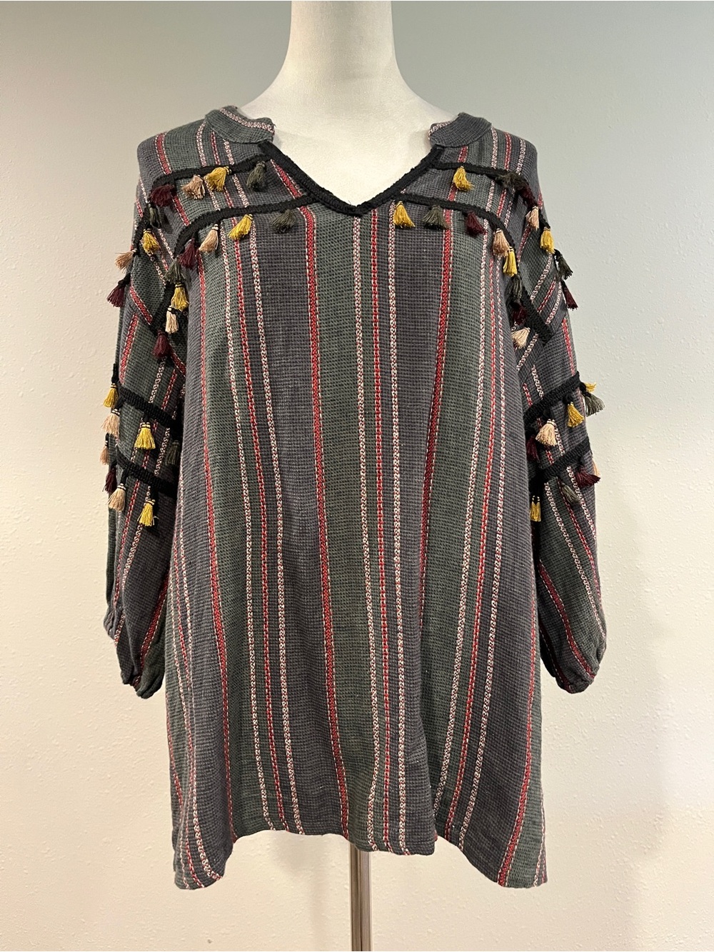 Ellison Striped Tassel loose fit blouse
